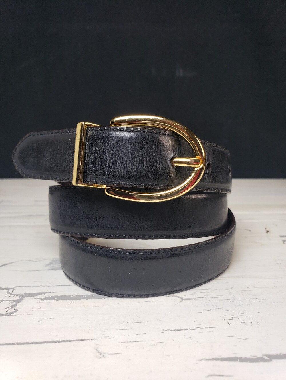 Ralph Lauren Reversible Croc Embossed/ Dark Navy Blue Belt in Women's size 33 - Picture 4 of 11